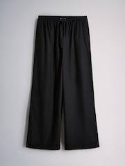The Set 2 Pack Wide Leg Trouser With Linen Black/Stone - Image 3 of 5