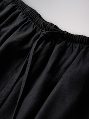 The Set 2 Pack Wide Leg Trouser With Linen Black/Stone - Image 4 of 5