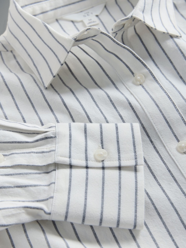 The Set 2 Pack Cotton Oxford Shirts Navy Blue/White Stripe - Image 6 of 6