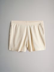 The Set 2 Pack Oversized T-Shirt and Short Waffle Lounge Set Navy/Taupe Brown - Image 4 of 6