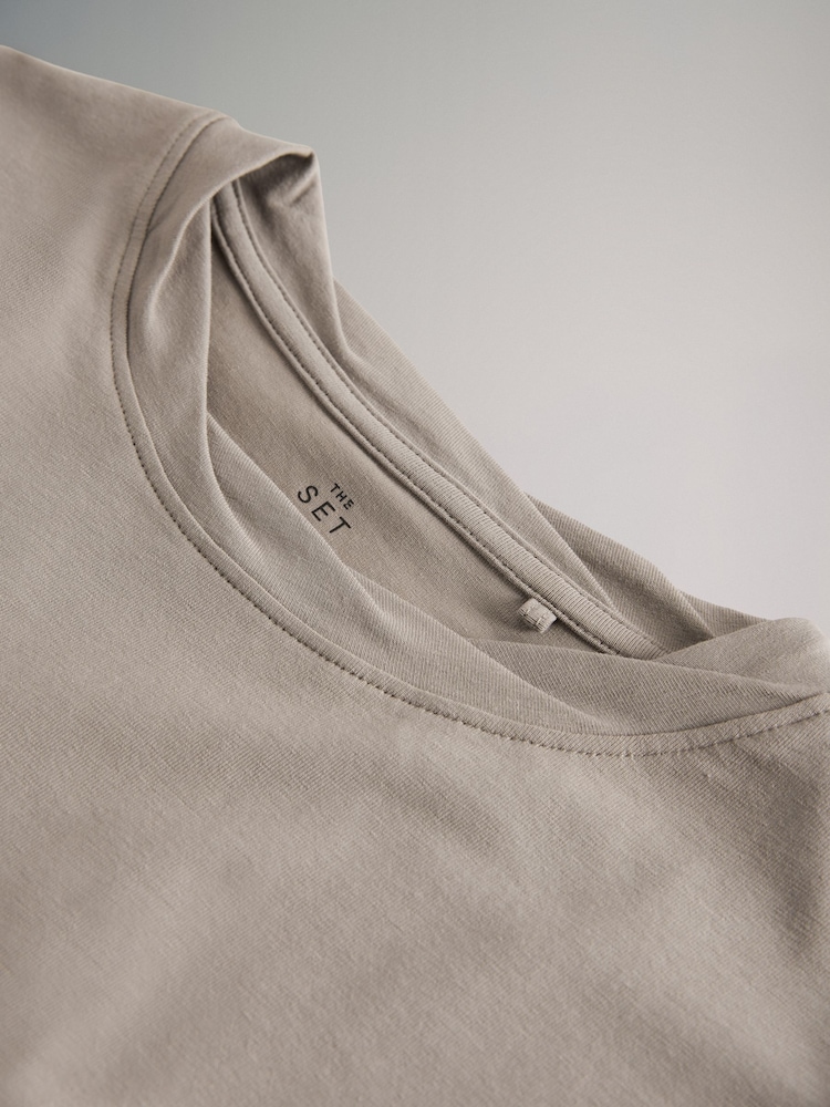 The Set 3 Pack Twist Neck Long Sleeve T-Shirts Chocolate Brown/Taupe Brown/Cream - Image 6 of 6 The Set 3 Pack Twist Neck Long Sleeve T-Shirts Chocolate Brown/Taupe Brown/Cream - Image 6 of 6