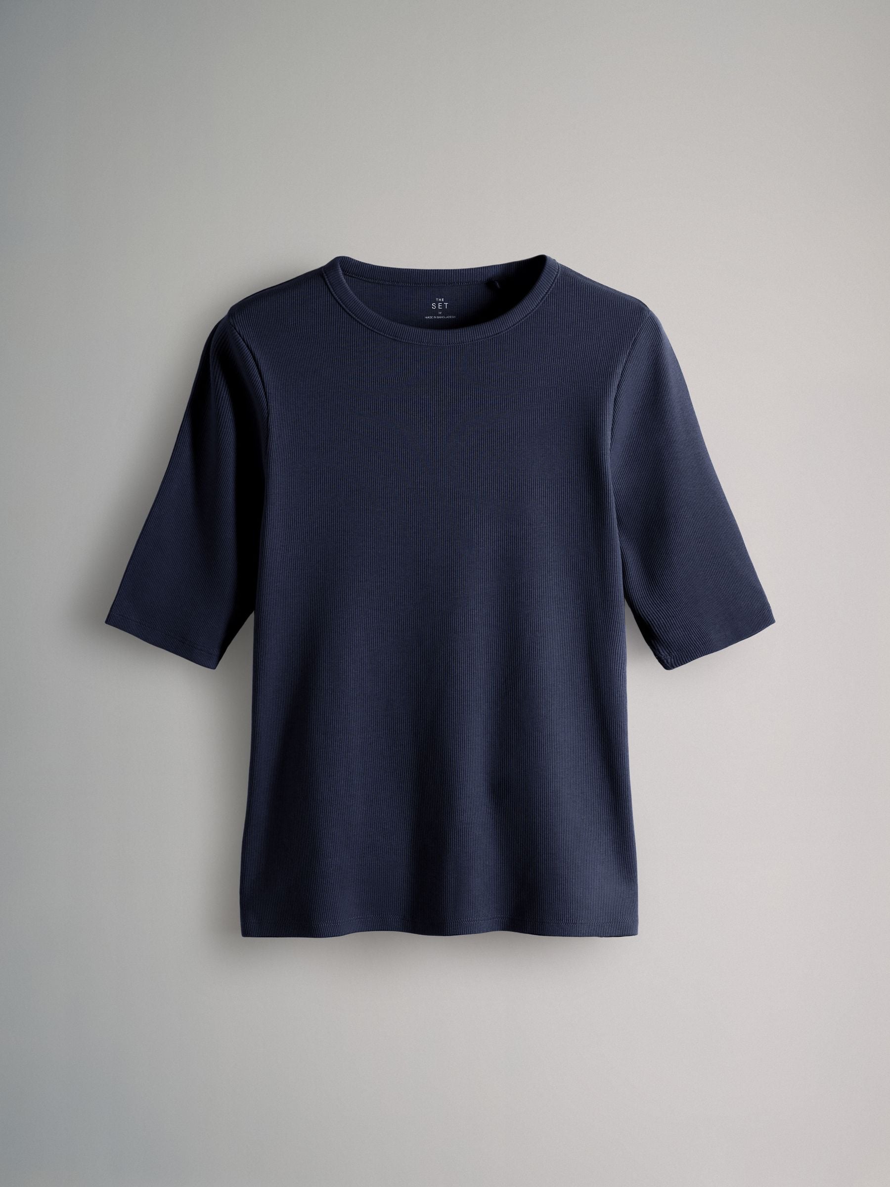 トップス half-sleeves t-shirt Buy The Set 5 Pack Ribbed Half Sleeve T-Shirts Navy/Blue/Light