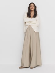 The Set 2 Pack Palazzo Wide Leg Trousers Neutral/Navy Blue - Image 5 of 6