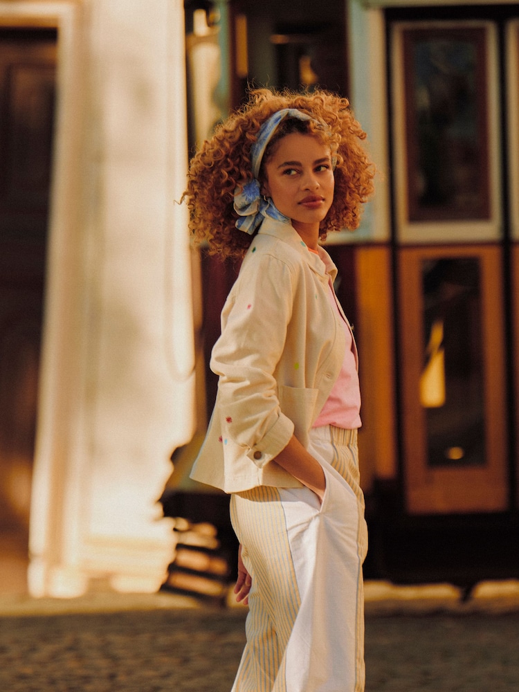 Joules Marlow Light Stone embroidered Denim Jacket - Image 2 of 13