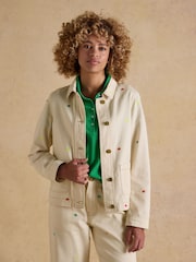 Joules Marlow Light Stone embroidered Denim Jacket - Image 7 of 13