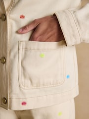 Joules Marlow Light Stone embroidered Denim Jacket - Image 8 of 13