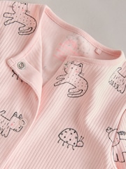 Pink Two Way Zip Baby Sleepsuit 3 Pack (0mths-3yrs) - Image 10 of 13