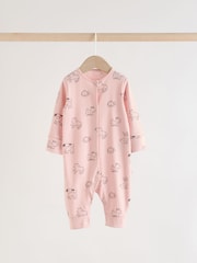 Pink Two Way Zip Baby Sleepsuit 3 Pack (0mths-3yrs) - Image 3 of 13