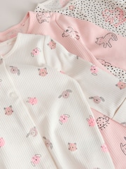Pink Two Way Zip Baby Sleepsuit 3 Pack (0mths-3yrs) - Image 8 of 13
