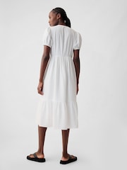 Gap White Crinkle Gauze V Neck Midi Dress - Image 2 of 5