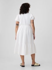Gap White Crinkle Gauze V Neck Midi Dress - Image 5 of 5