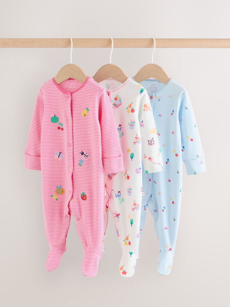 Pink Baby Sleepsuit 3 Pack (0mths-2yrs) - Image 1 of 14