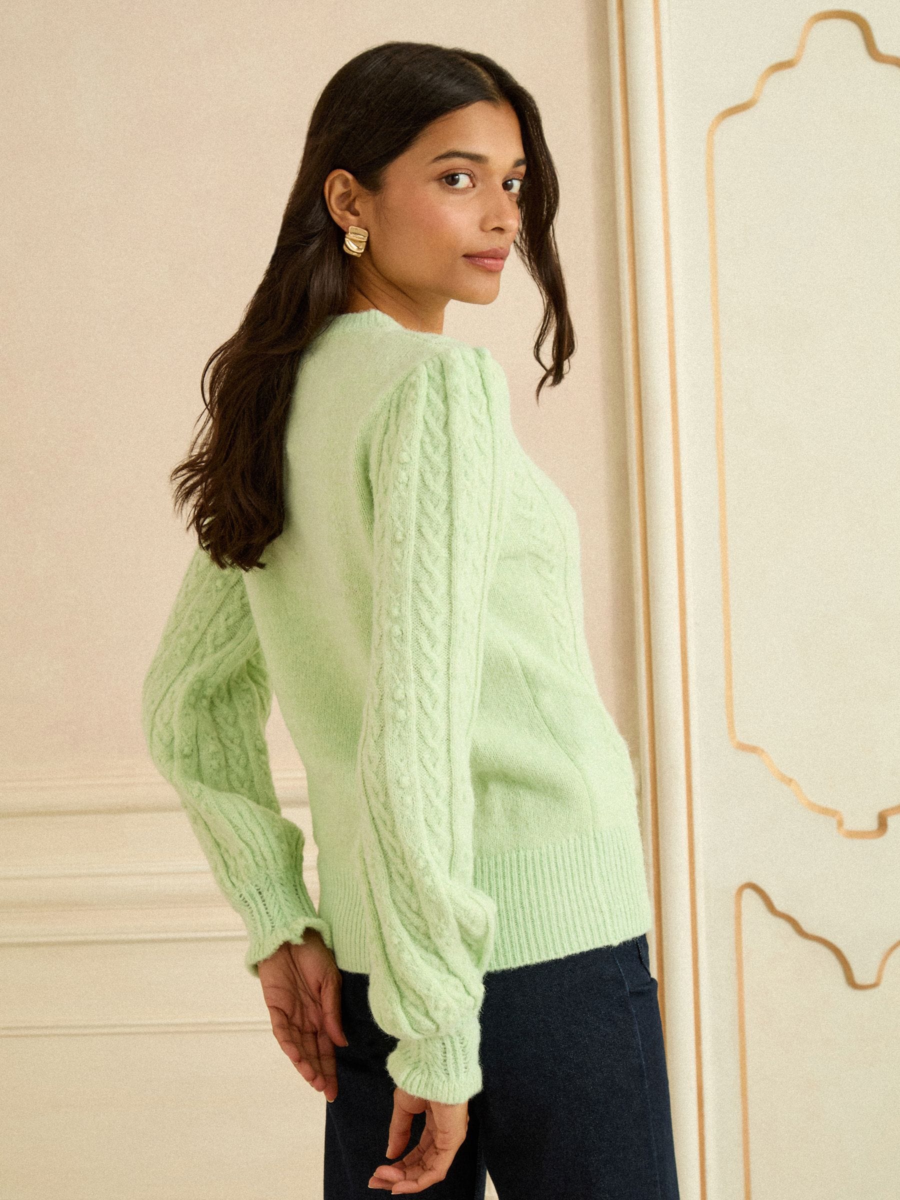 トップス neighborhood sweater knit 23fw Buy Love & Roses Mint Green Heart Bobble Stitch Cosy Knitted