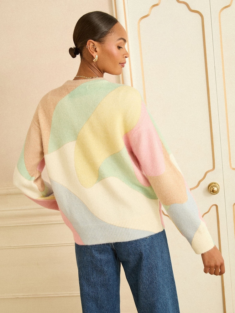 Love & Roses Multicoloured Cosy Print Knitted Jumper - Image 2 of 4