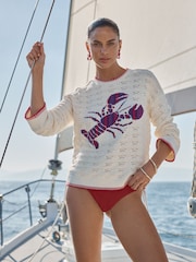 Love & Roses Crochet Knitted Lobster Jumper - Immagine 3 di 4