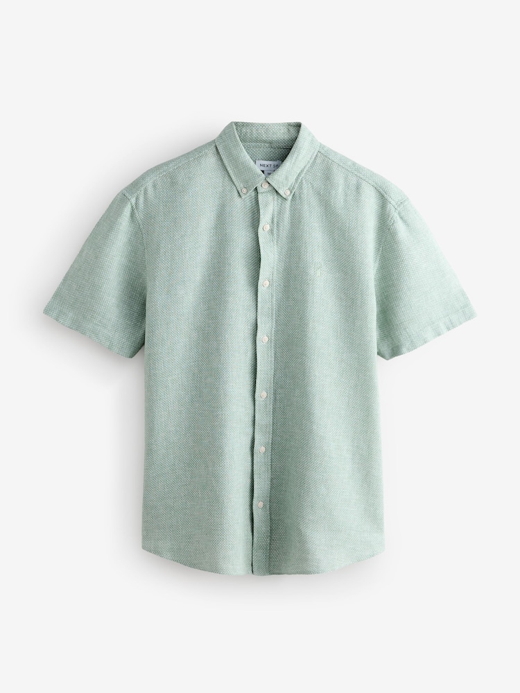 Sage Green Short Sleeve Linen Shirt - Image 1 of 1