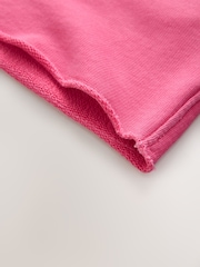 Magenta Pink Raw Hem Detail Washed Cotton Jersey Shorts - Image 2 of 8