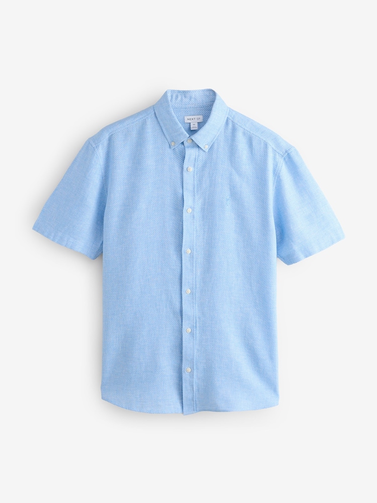 Light Blue Linen Short Sleeve Shirt - Image 1 of 1