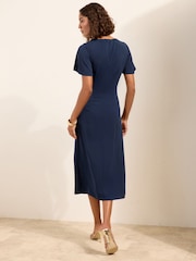 Friends Like These Navy Assymetric Hardwear Tailored Midi Dress - Image 4 of 4