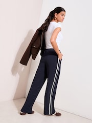 Friends Like These Navy Crochet Trim Wide Leg Trousers - Image 5 of 5