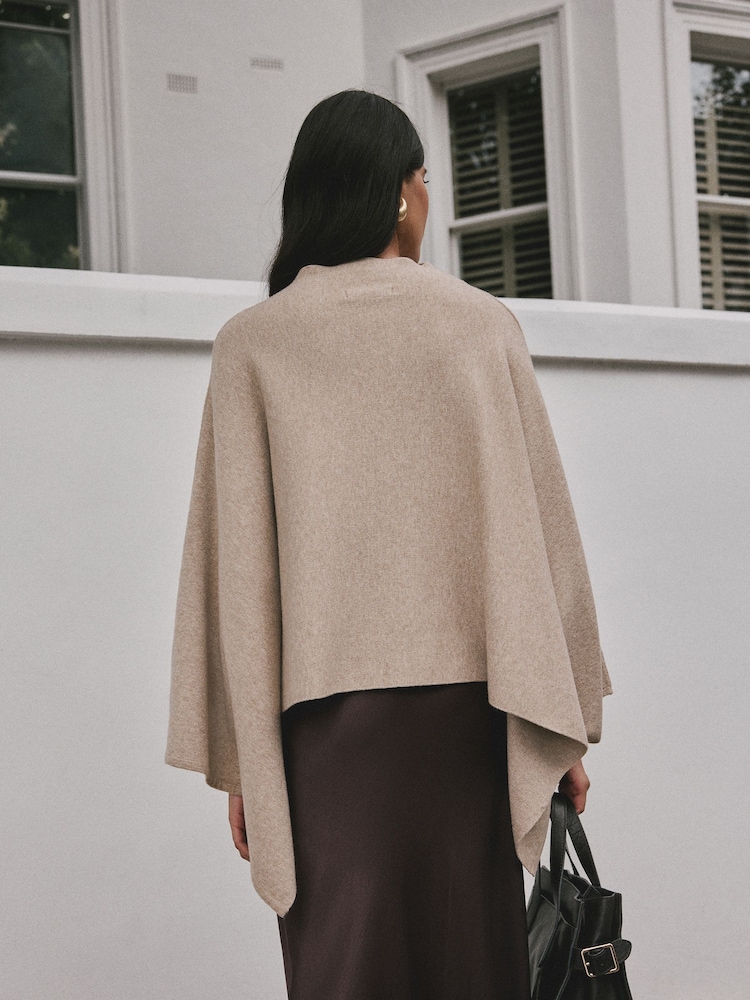 Ovsena kaša - Fine Knit Cape Poncho - Slika 2 iz 9