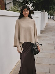 Ovsena kaša - Fine Knit Cape Poncho - Slika 4 iz 9