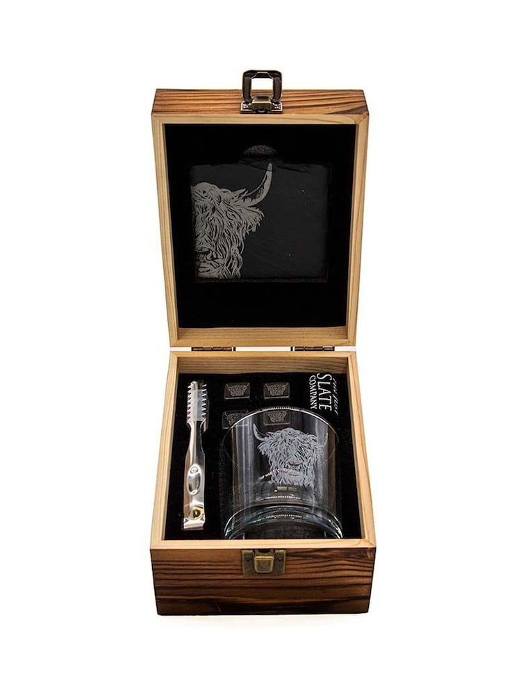 Selbrae House Grey Highland Cow Whisky Drinks Set - Image 2 of 2