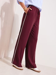 Friends Like These Burgandy Red Crochet Trim Wide Leg Trousers - Image 2 of 5