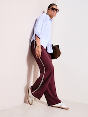 Friends Like These Burgandy Red Crochet Trim Wide Leg Trousers - Image 3 of 5