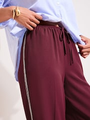 Roșu Burgandy - Friends Like These Crochet Trim Wide Leg Trousers - Imaginea 5 din 5