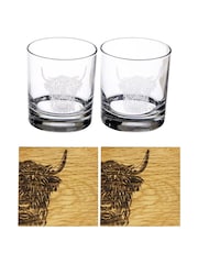 Selbrae House Clear Brown Highland Cow Drinkware Gift Set - Image 1 of 5