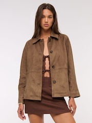 Abercrombie & Fitch Button Through Mid Length Suede Jacket - Bild 1 von 7