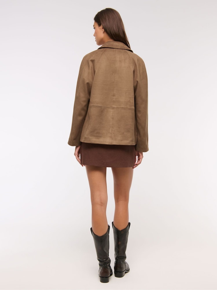 Abercrombie & Fitch Button Through Mid Length Suede Jacket - Bild 2 von 7