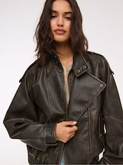 Abercrombie & Fitch Relaxed Fit Leather Bomber Jacket - Slika 3 iz 7