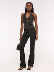 Abercrombie & Fitch Black Mid Rise Slim Bootcut Trousers - Image 1 of 6