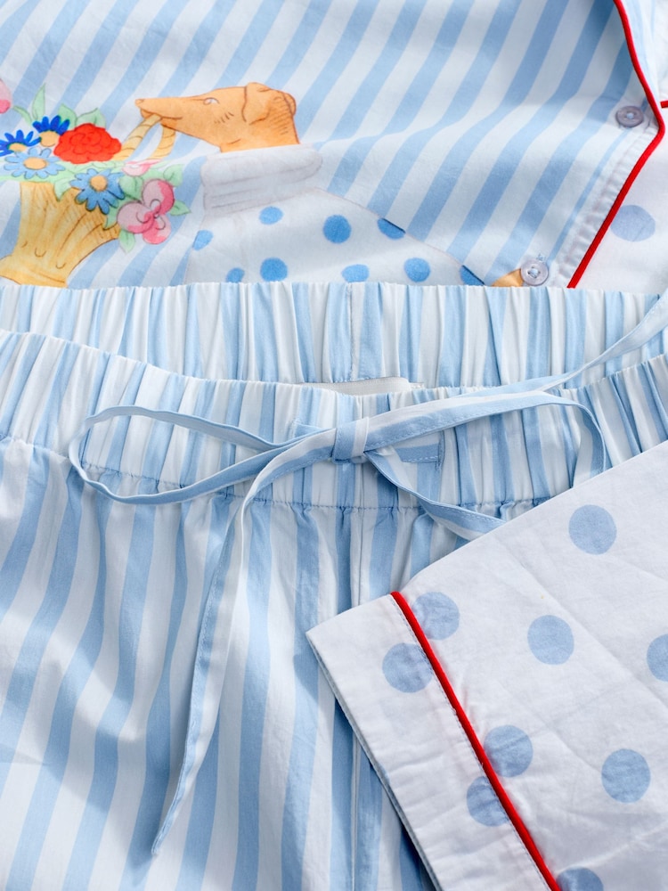 Cath Kidston Blue Stanley Stripe Print Cotton Button Through Woven Pyjamas - Image 12 of 12 Cath Kidston Blue Stanley Stripe Print Cotton Button Through Woven Pyjamas - Image 12 of 12