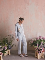 Cath Kidston Blue Stanley Stripe Print Cotton Button Through Woven Pyjamas - Image 2 of 8