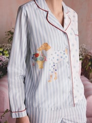 Cath Kidston Blue Stanley Stripe Print Cotton Button Through Woven Pyjamas - Image 3 of 8