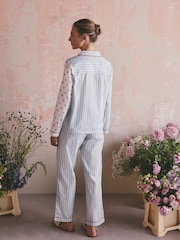 Cath Kidston Blue Stanley Stripe Print Cotton Button Through Woven Pyjamas - Image 4 of 8