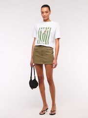Abercrombie & Fitch Oversized Relaxed Fit Graphic Print White T-Shirt - Image 2 of 6
