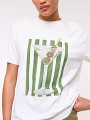 Abercrombie & Fitch Oversized Relaxed Fit Graphic Print White T-Shirt - Image 3 of 6