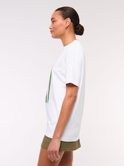 Abercrombie & Fitch Oversized Relaxed Fit Graphic Print White T-Shirt - Image 5 of 6