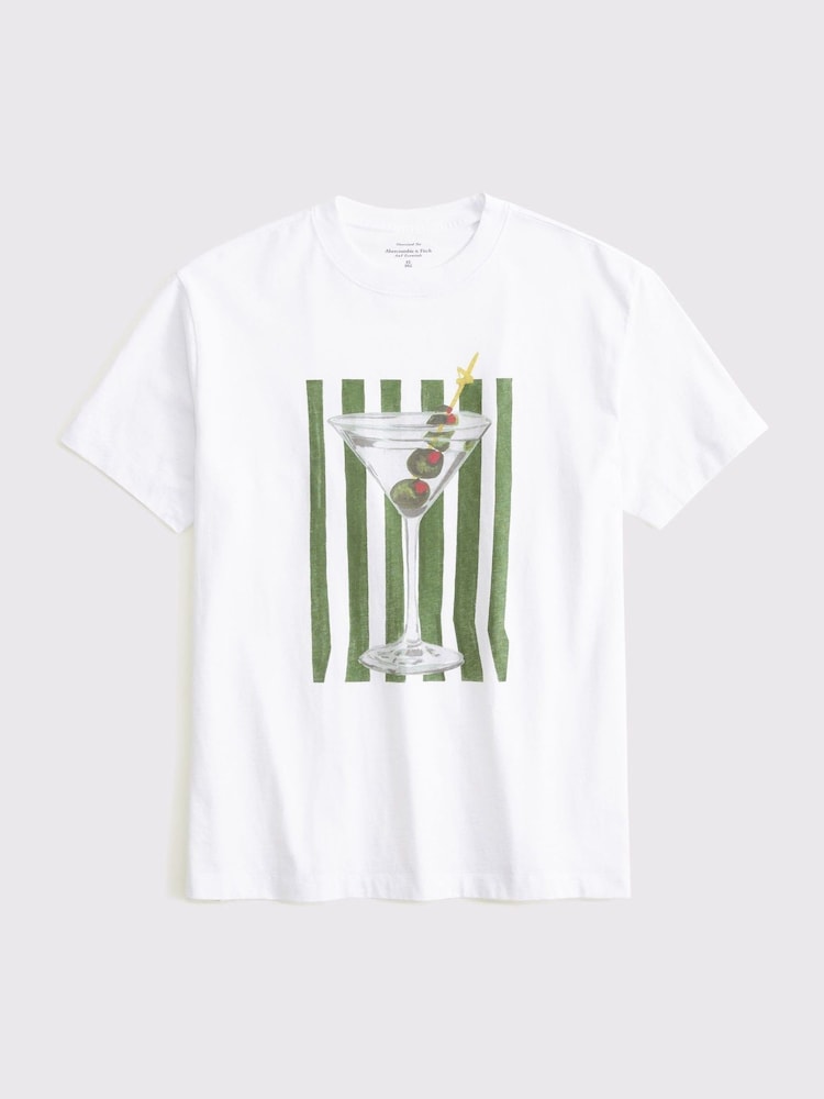 Abercrombie & Fitch Oversized Relaxed Fit Graphic Print White T-Shirt - Image 6 of 6