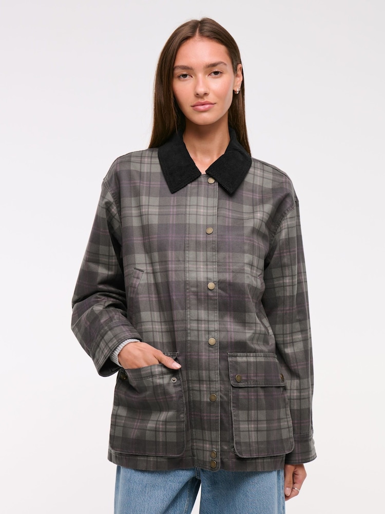 Buy Abercrombie Fitch Green Mid Length Waxed Barn Jacket from