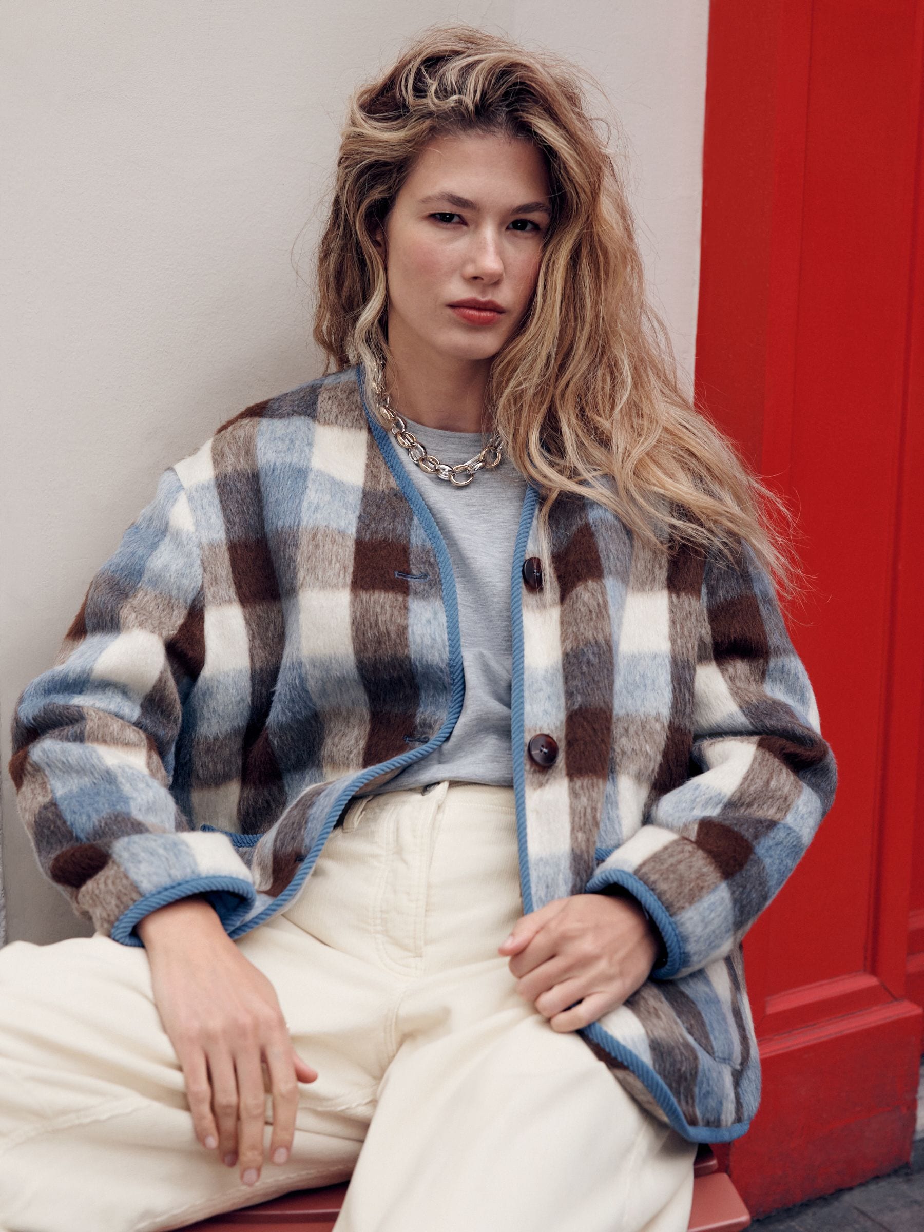 Buy Brown/Blue Check Checked Jacket from Next Australia