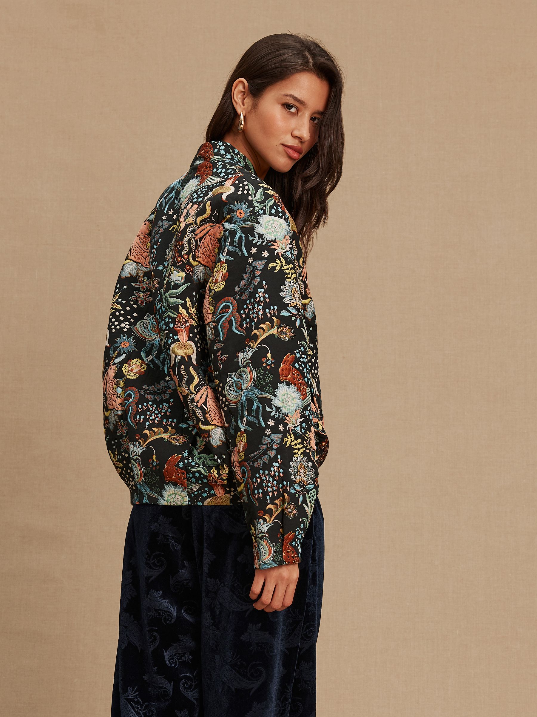 Buy Black Floral Jacquard Bomber Jacket from Next Ireland