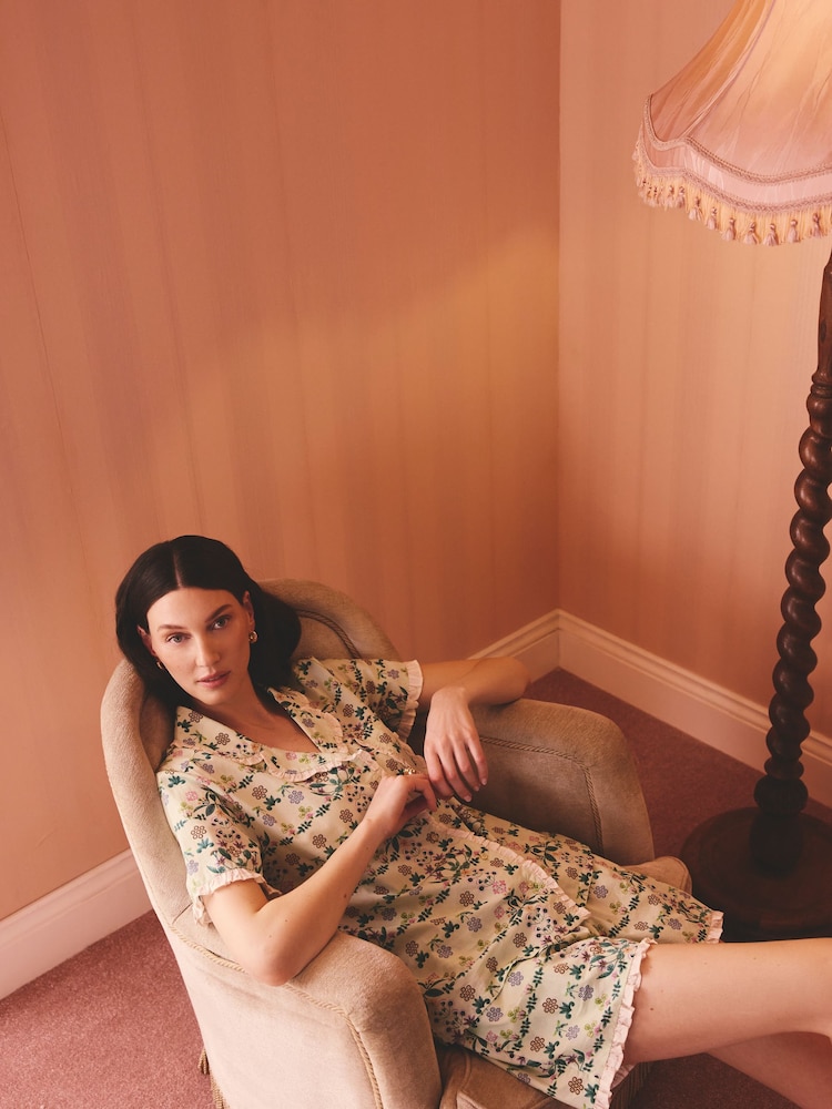 Cath Kidston Cotton Frill Woven Button Through Shorts Set - Imaginea 7 din 7