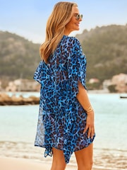 Sosandar Blue Animal Print Kaftan With Luxe Embellishment Detail - Image 2 of 3