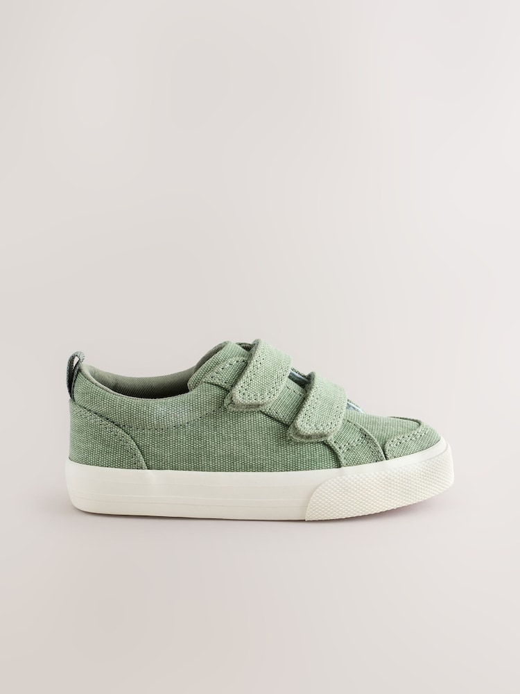 Sage Green Standard Fit (F) Two Strap Touch Fastening Trainers - Image 2 of 5
