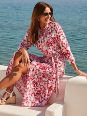 Sosandar Red Baroque Shirt Dress - Image 1 of 4